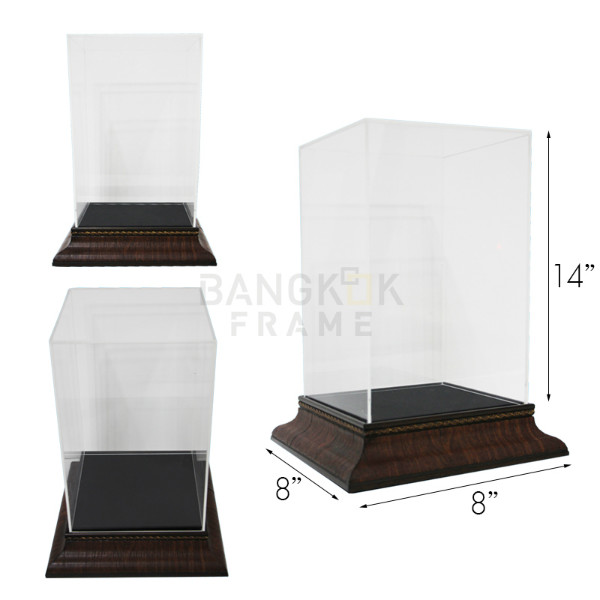 กรอบกล่องใสโชว์สินค้าฐานไม้